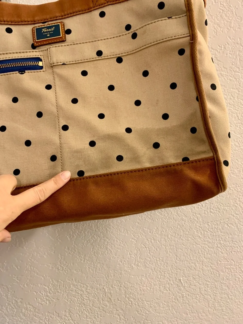 Fossil Passport E W Satchel Kki Top Handle Bag - LOTS OF WEAR